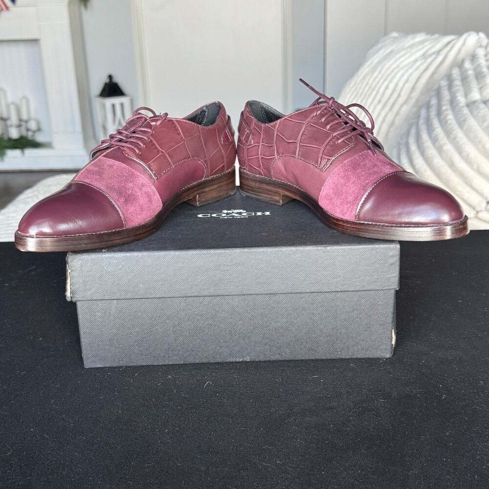Coach Waverly Patchwork Oxford Shoes Warm Oxblood Leather Women's Size 8B NIB